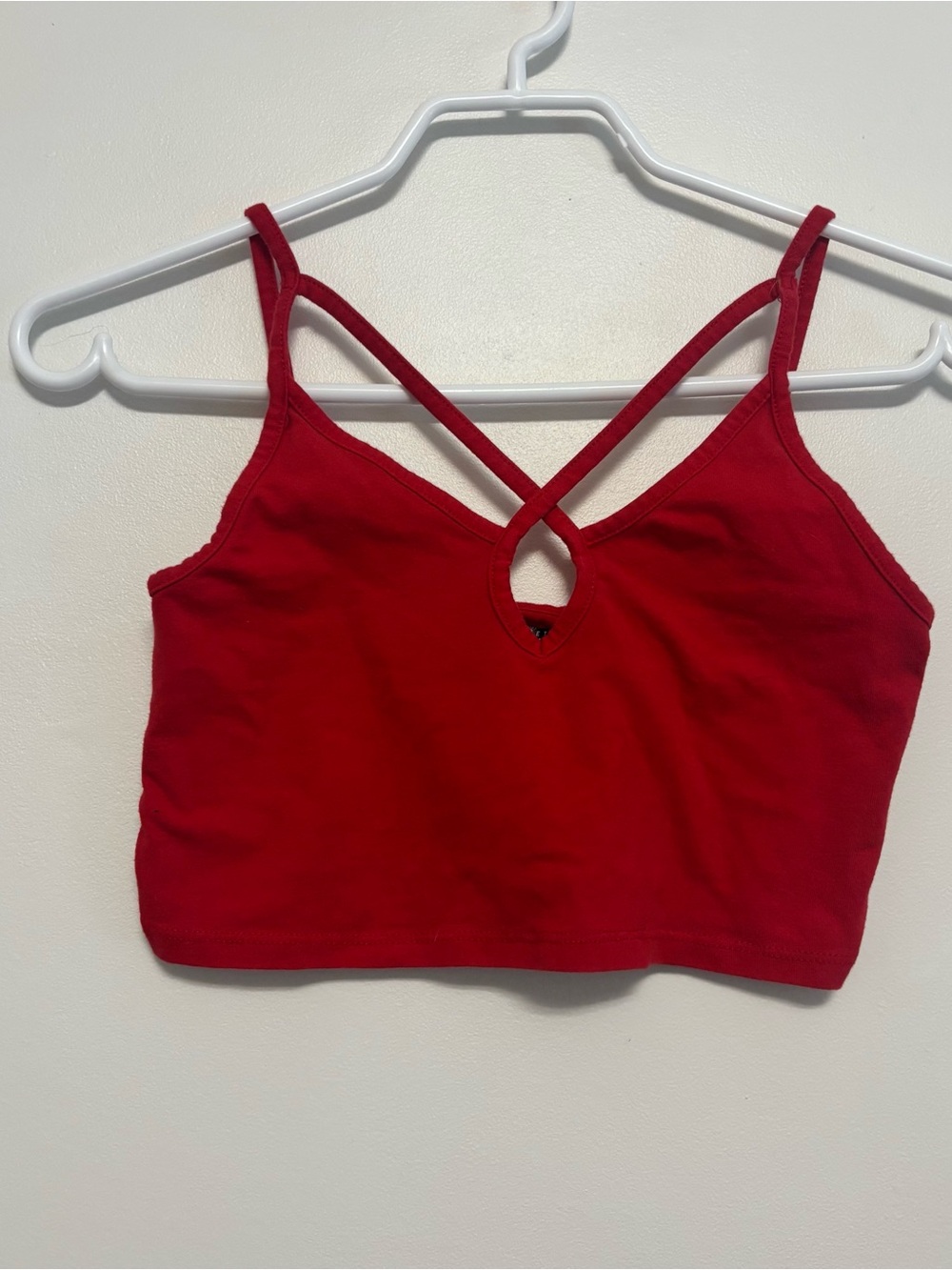 Women's Red Strappy Cropped Tank Top Size Medium